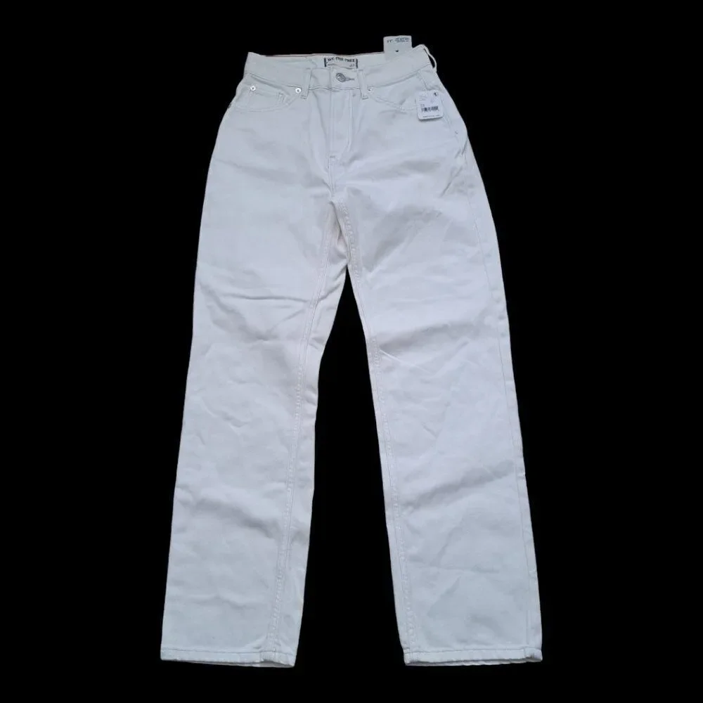 We The Free Ivory White The Pacifica High Rise Slim Straight Leg Denim Jeans 25